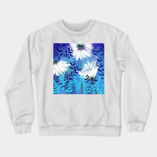 Blue Tranquility Flower Meadow Crewneck Sweatshirt